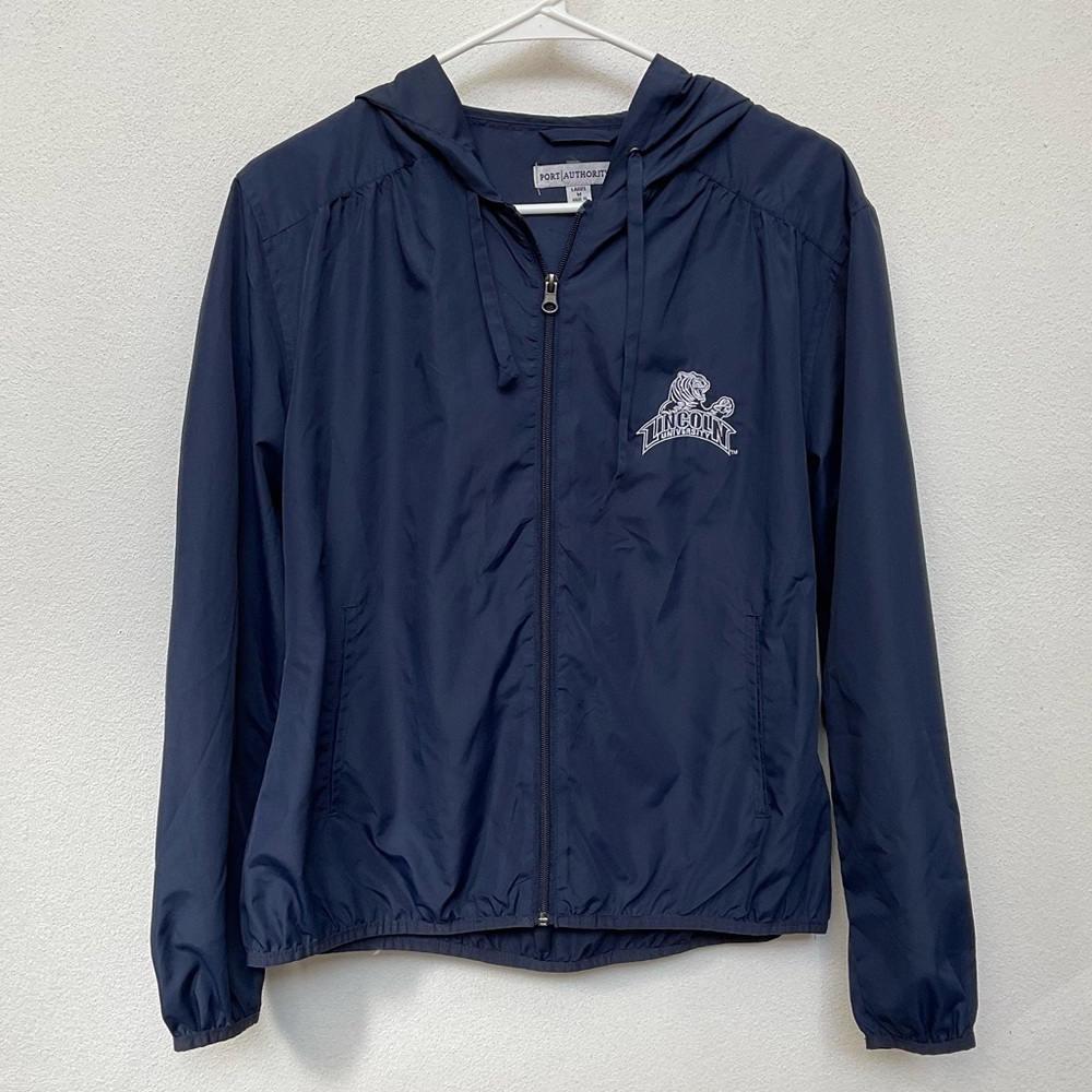 Port Authority Navy Blue, White Lincoln University Zip Up Windbreaker Size Med